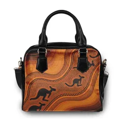 Aboriginal Dot Painting Shoulder Handbag Kangaroo Burnt Orange