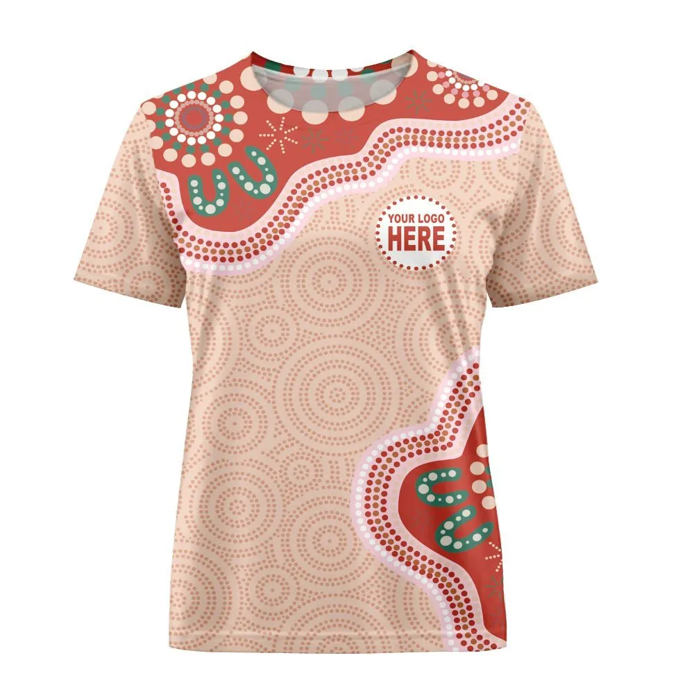 Aboriginal Dot Painting Custom Logo Women T-Shirt Campsite