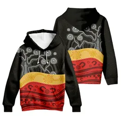 Aboriginal Dot Painting Hoodie Tree And Mountain Black Red Zip Up Hoodie