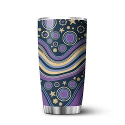 Aboriginal Dot Painting Tumbler Ocean Spirits Blue Purple Urban