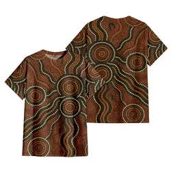 Aboriginal Dot Painting T-Shirt Water Pathways Ochre Brown