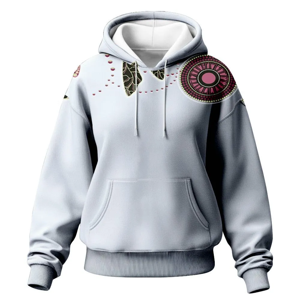 Aboriginal Dot Painting Women's Hoodie Dragonfly Mauve Zip Up Hoodie