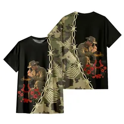 Lest We Forget T-Shirt Barbed Wire Fern Leaf