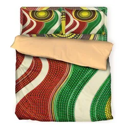 Aboriginal Dot Painting Bedding Set Sun Flow Red And Green