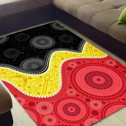 Aboriginal Dot Painting Carpet Rug Red Earth Hunt