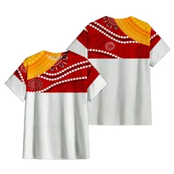 Aboriginal Dot Painting T-Shirt Flag Sunset Black Red