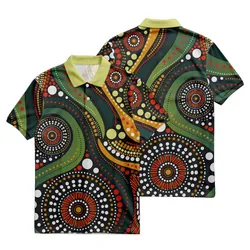 Aboriginal Dot Painting Polo Shirt Waterhole Green