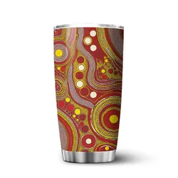 Aboriginal Dot Painting Tumbler Circles Of Connection Red