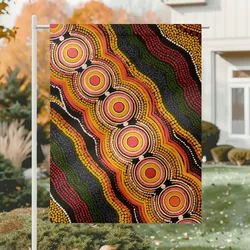 Aboriginal Dot Painting Garden Flag Flowlines Rust