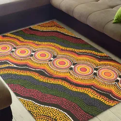 Aboriginal Dot Painting Carpet Rug Flowlines Rust