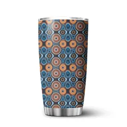 Aboriginal Dot Painting Tumbler Running Water Pattern Blue Rarrk
