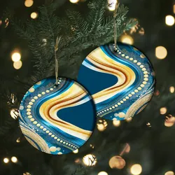 Aboriginal Urban Ornament Rivers Of The Dreaming Blue Ceramic Ornament