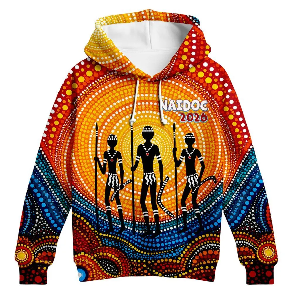 Aboriginal Dot Painting Hoodie Native Sun Rise NAIDOC 2026 Zip Up Hoodie