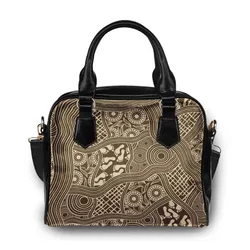Aboriginal Rarrk Shoulder Handbag Pathways Beige