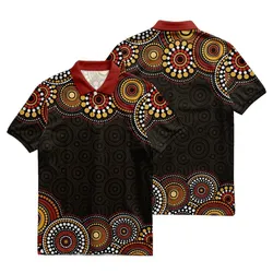 Aboriginal Dot Painting Polo Shirt Campsite Yellow Red
