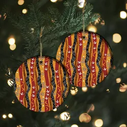 Aboriginal Rarrk Ornament Emu Hunting Ochre Orange Ceramic Ornament