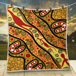 Aboriginal Dot Painting Quilt Hunting Journey Ochre