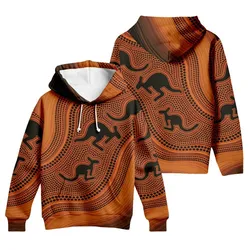 Aboriginal Dot Painting Hoodie Kangaroo Burnt Orange Zip Up Hoodie