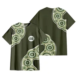 Aboriginal Dot Painting Custom Logo T-Shirt Waterhole Dark Olive Green