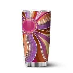 Aboriginal Dot Painting Tumbler Waterpath Magenta