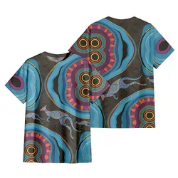 Aboriginal Rarrk T-Shirt Kangaroo Symbol Blue