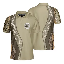 Aboriginal Rarrk Custom Logo Men's Polo Shirt Hunting Grey Brown