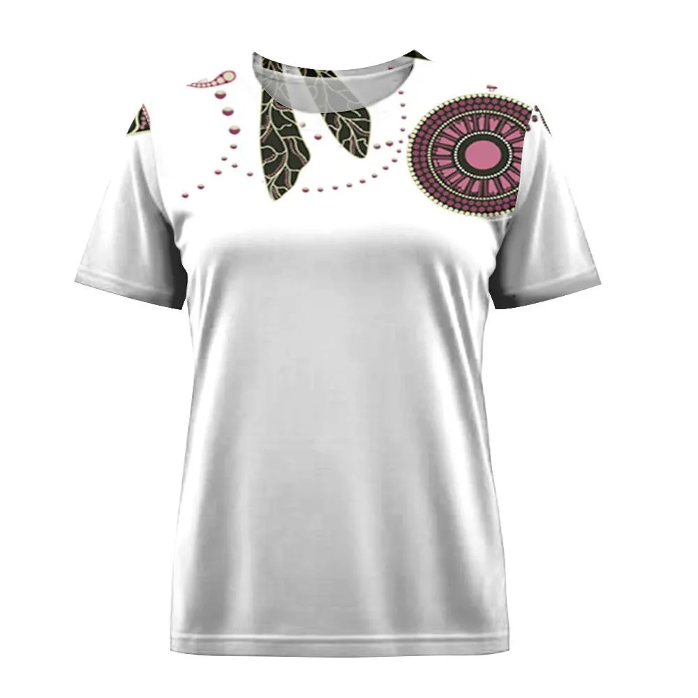 Aboriginal Dot Painting Women T-Shirt Dragonfly Mauve