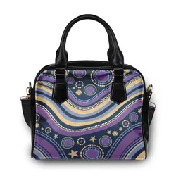 Aboriginal Dot Painting Shoulder Handbag Ocean Spirits Blue Purple Urban