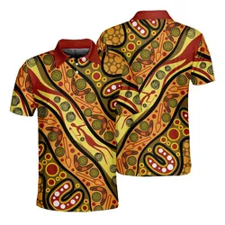 Aboriginal Dot Painting Men's Polo Shirt Hunting Journey Ochre