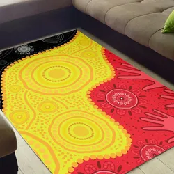 Aboriginal Dot Painting Carpet Rug Hand Prints Black Red