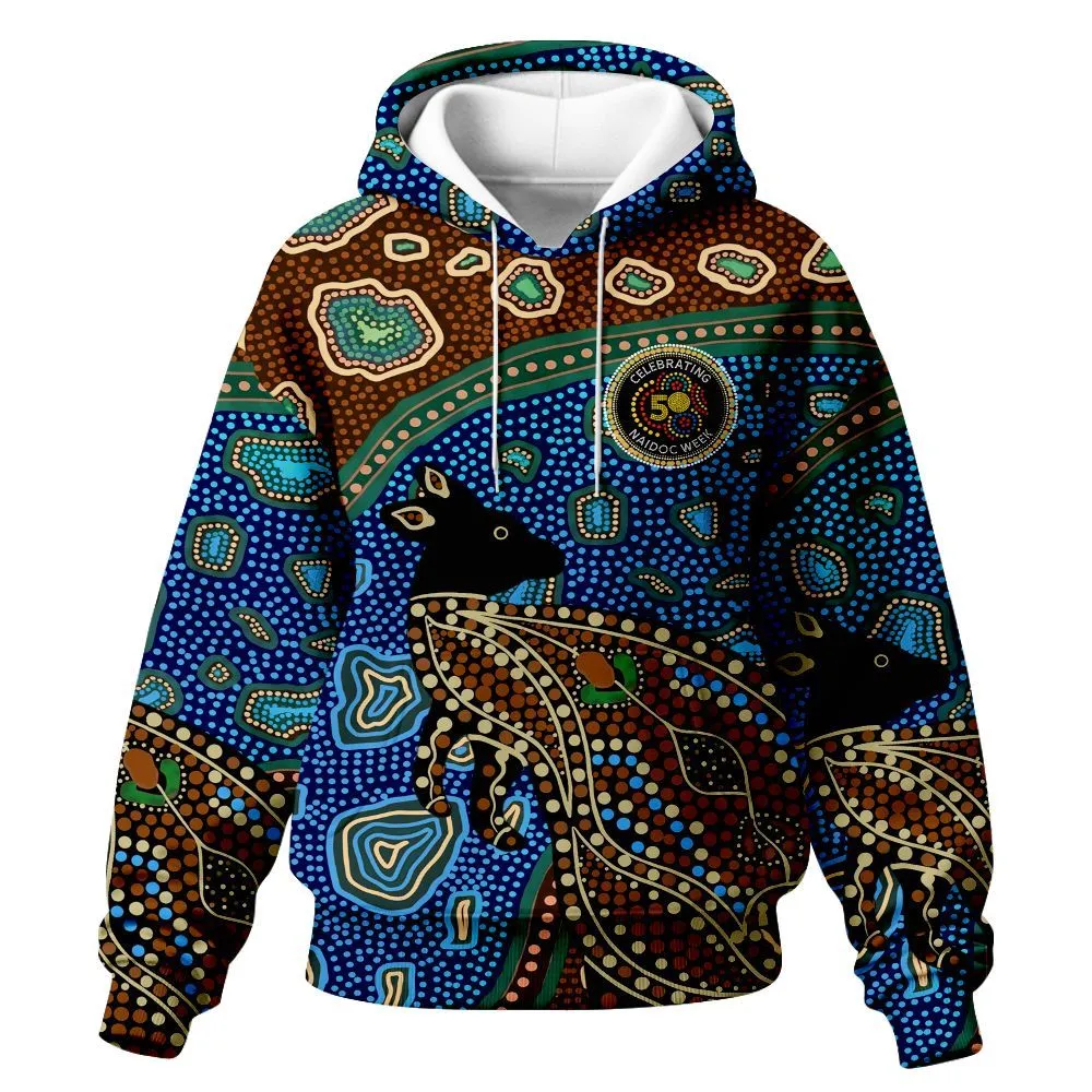 Aboriginal Dot Painting Women's Hoodie Kangaroo NAIDOC 2026 Zip Up Hoodie