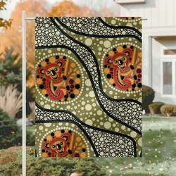 Aboriginal Dot Painting Garden Flag Koala Olive Green
