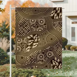 Aboriginal Rarrk Garden Flag Pathways Beige