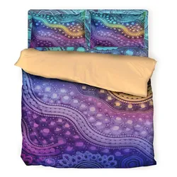Aboriginal Dot Painting Bedding Set Aurora Spirit