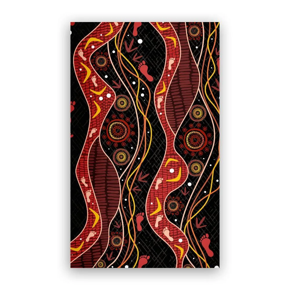Aboriginal Rarrk Carpet Rug Hunting Emu Red