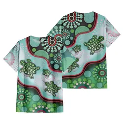 Aboriginal Dot Painting T-Shirt Turtle Dot Jade Green