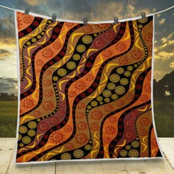 Aboriginal Dot Painting Quilt Campsite Earthy Orange