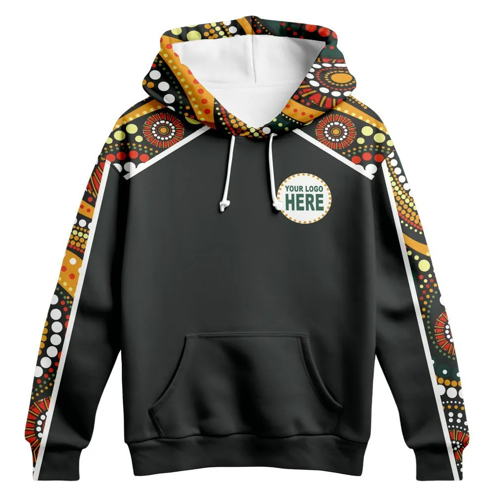 Aboriginal Dot Painting Custom Logo Hoodie Waterhole Green Zip Up Hoodie