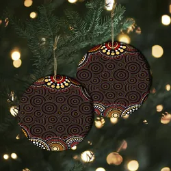 Aboriginal Dot Painting Ornament Campsite Yellow Red Ceramic Ornament