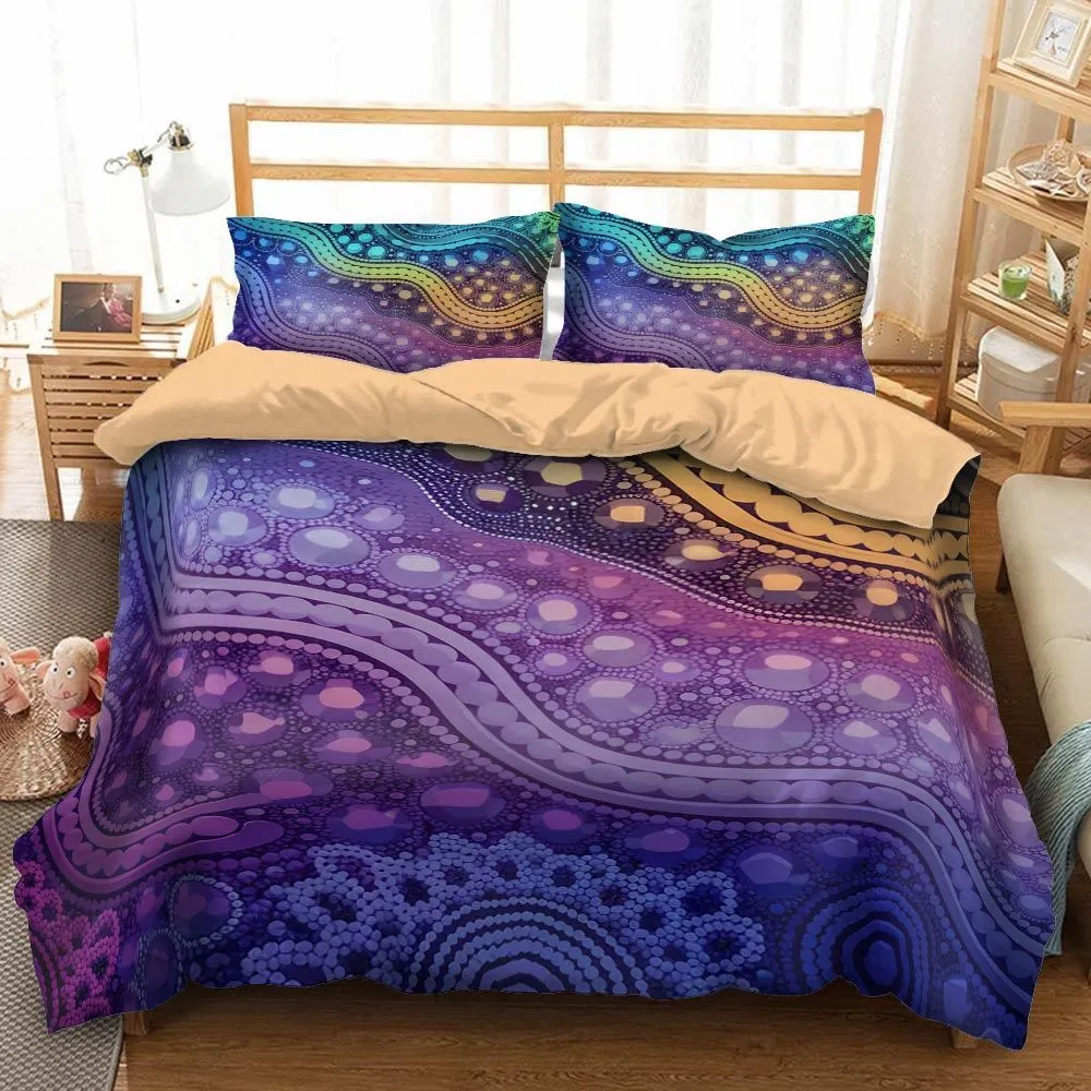 Aboriginal Dot Painting Bedding Set Aurora Spirit