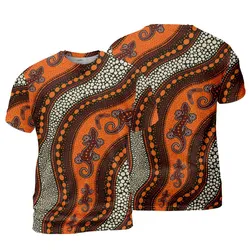 Aboriginal Dot Painting Men's T-Shirt Hunting Goanna Orange