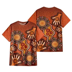 Aboriginal Dot Painting T-Shirt Hand Prints Red