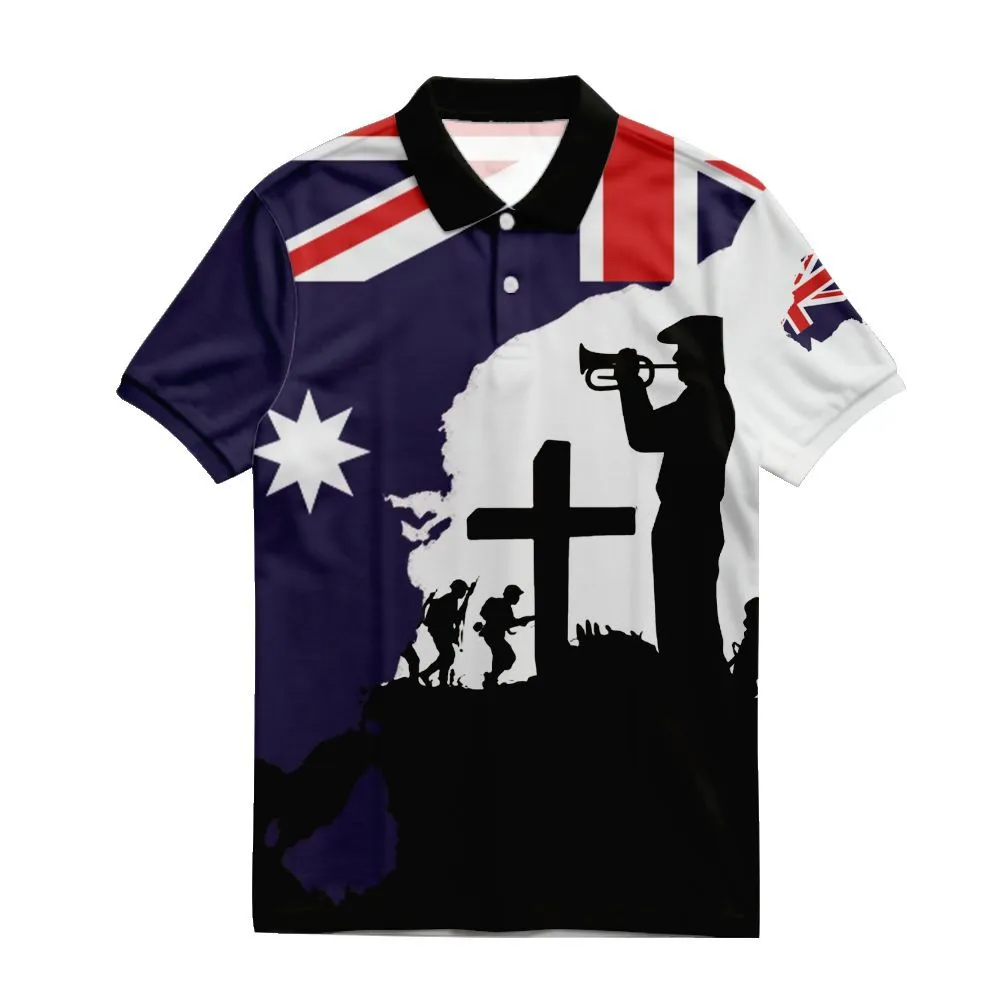Lest We Forget Polo Shirt Map And Flag Australia