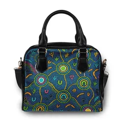 Aboriginal Dot Painting Shoulder Handbag Circle Of Ancestors Blue