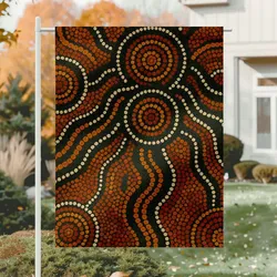 Aboriginal Dot Painting Garden Flag Water Pathways Ochre Brown