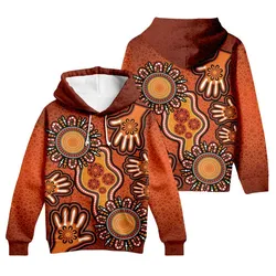 Aboriginal Dot Painting Hoodie Hand Prints Red Zip Up Hoodie