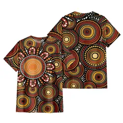 Aboriginal Dot Painting T-Shirt Campsite Red Brown