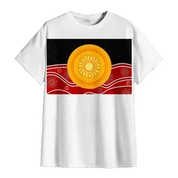 Aboriginal Dot Painting Unisex Shirt Flag Sunset Black Red