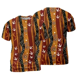 Aboriginal Rarrk Men's T-Shirt Emu Hunting Ochre Orange