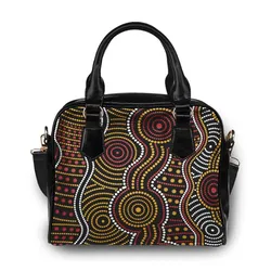 Aboriginal Dot Painting Shoulder Handbag Waterhole Red And Yellow